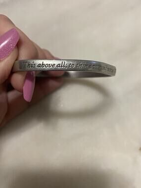 to thine own self be true shakespeare bracelet pewter camco assymetrical